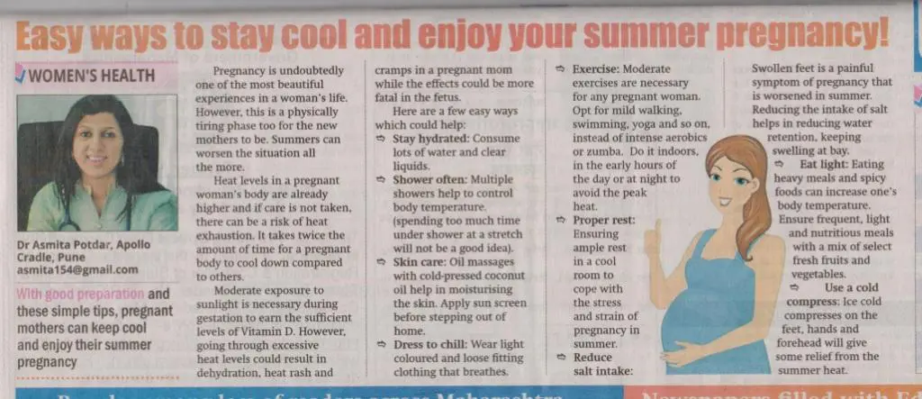 Easy ways to stay cool and enjoy your summer pregnancy by Dr. Asmita Potdar